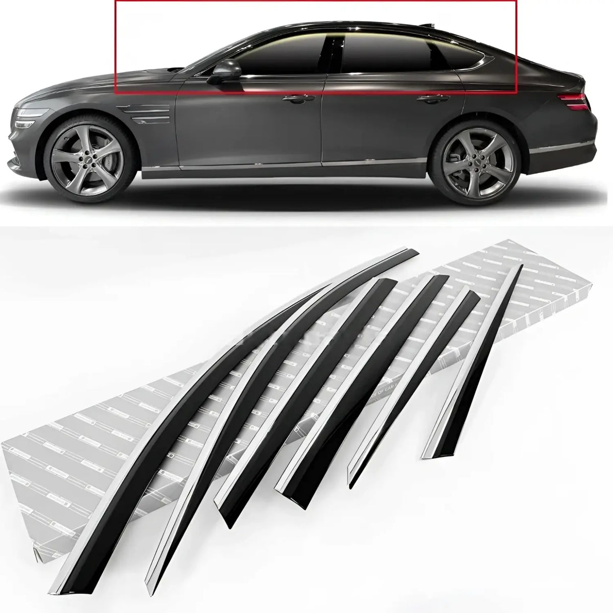 Black Diamond Window Sun Vent Visor Rain Guards 6pcs For 2021~ Genesis G80
