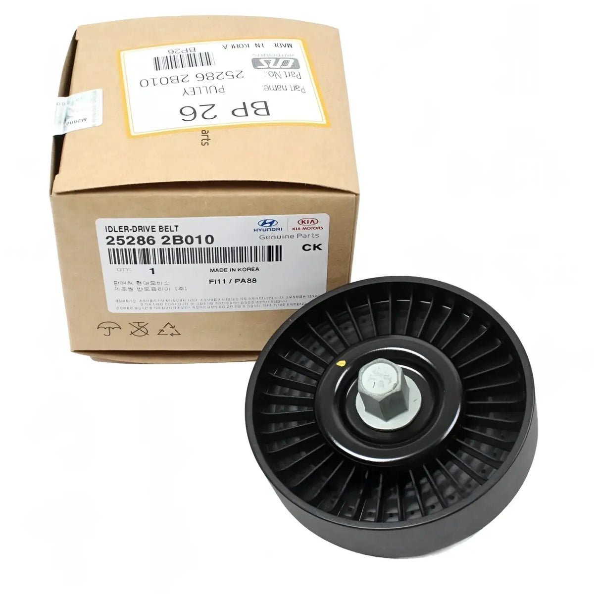 Genuine 252862B010 Idler Pulley For Elantra Kona Forte Rio Seltos Soul 1.6L