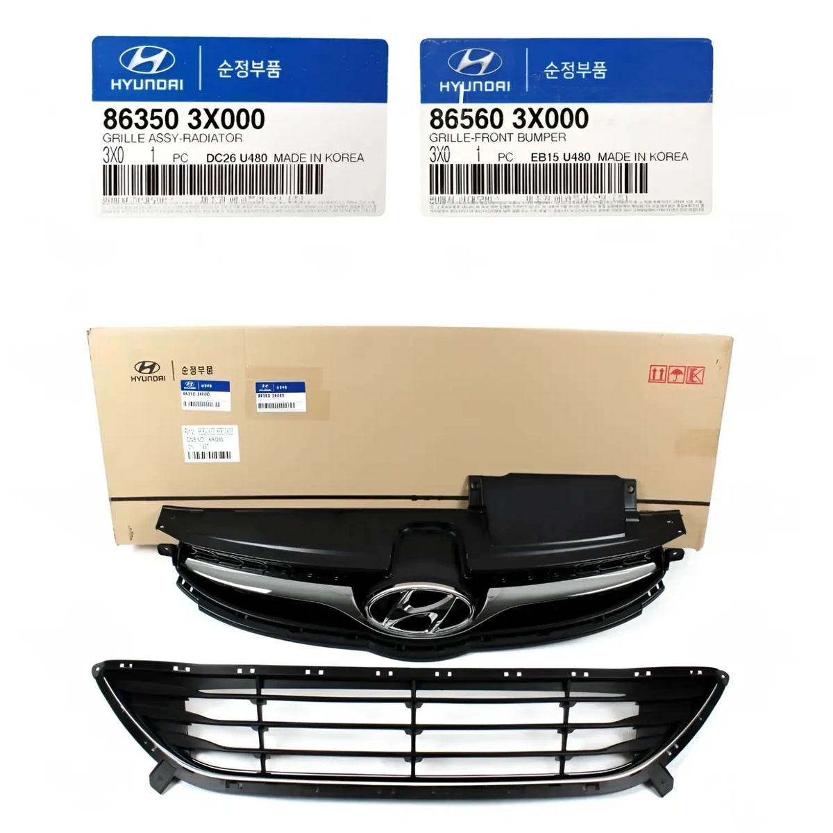 Genuine 863503X000 Grille Radiator Upper & Lower For Hyundai Elantra 2011-2013