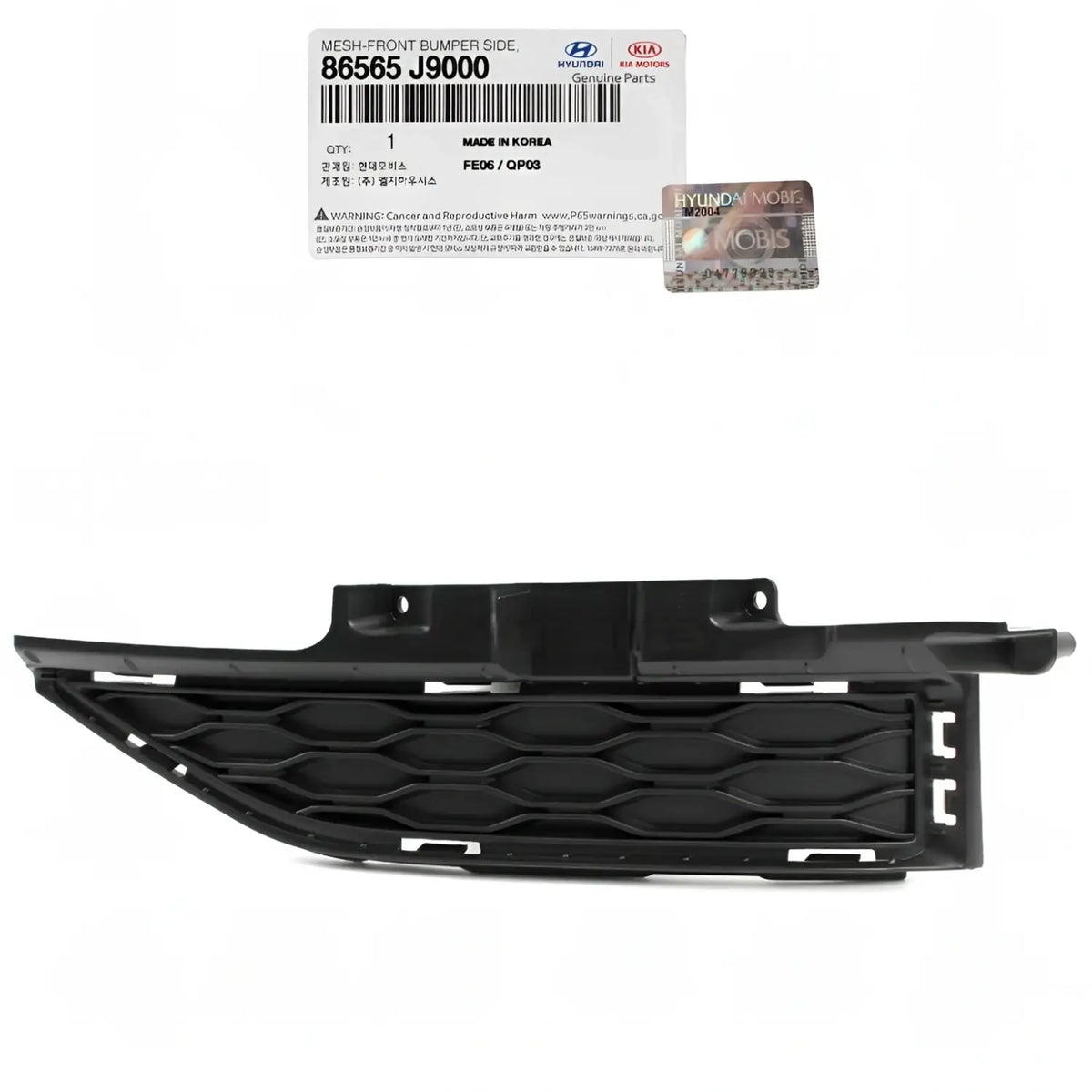 Genuine 86565J9000 Front Bumper Cover Mesh Left Driver For Hyundai Kona 2018-2021