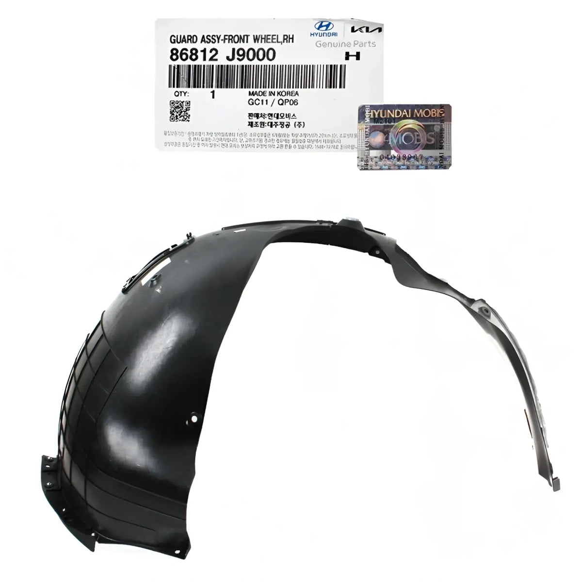 Genuine 86812J9000 Front Fender Liner Right Passenger For Hyundai Kona 2018-2021