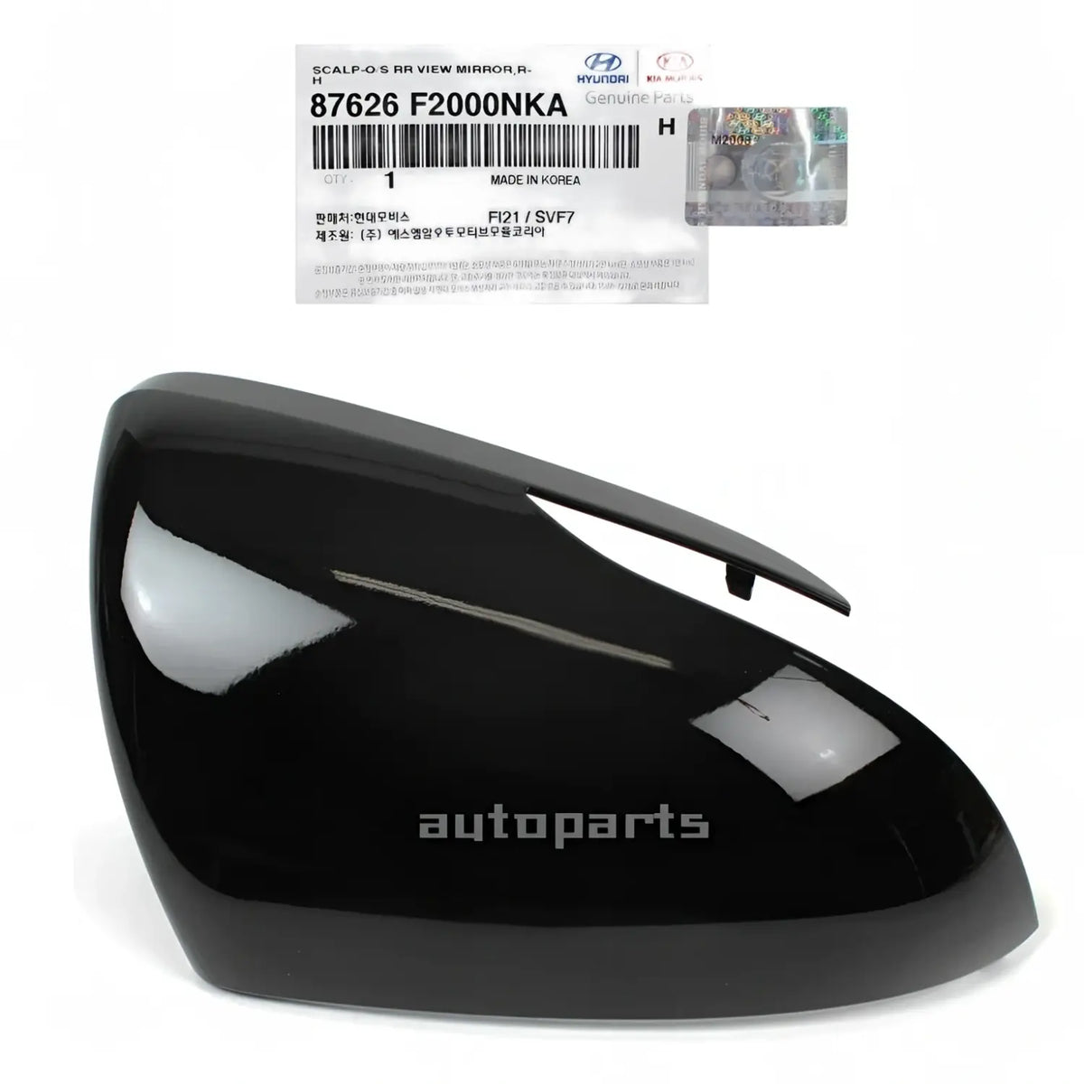 Genuine 87626F2000NKA Black Cover Mirror Right For Hyundai Elantra Sedan 2017-2020