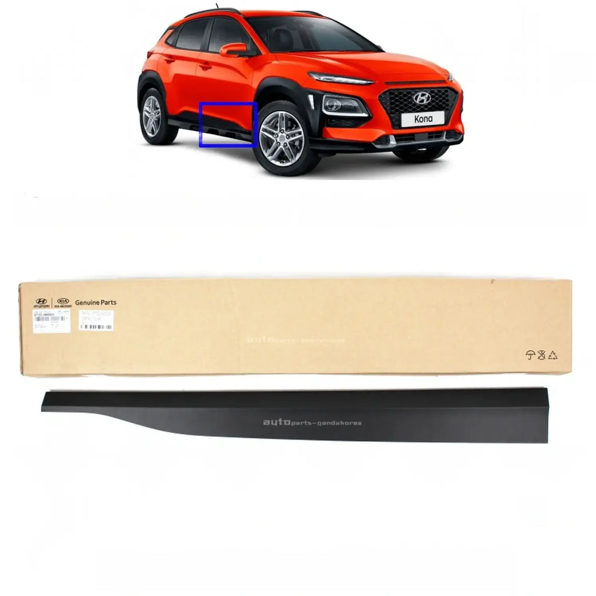 Genuine 87722J9000CA Front Door Lower Molding RIGHT RH For Hyundai Kona 2018-2020
