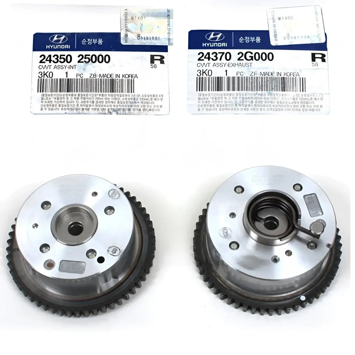 Genuine CVVT Intake Exhaust Camshaft Gear 2EA For Hyundai Kia 2.0L 2.4L 2006-2014