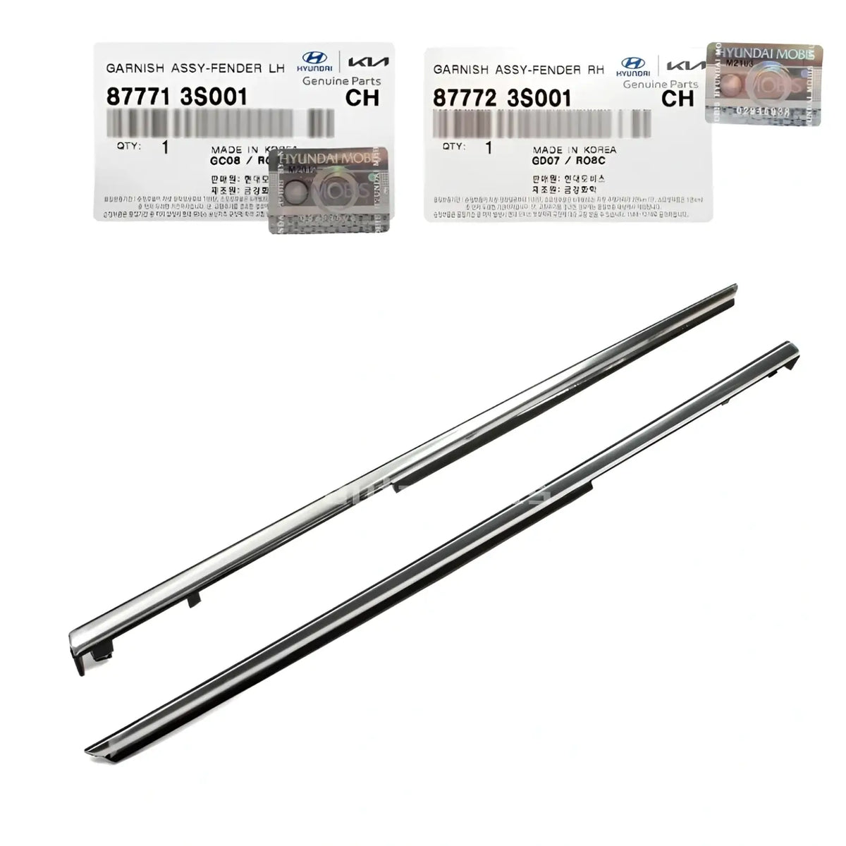 Genuine Fender Chrome Molding Left Right 2EA - 1SET For Hyundai Sonata 2011-2015