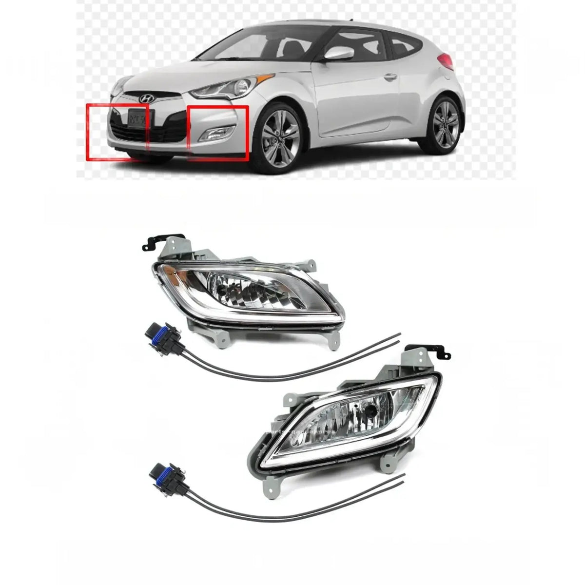 Genuine Fog Light & Connector LEFT RIGHT 2EA 1SET For Hyundai Veloster 2012-2017
