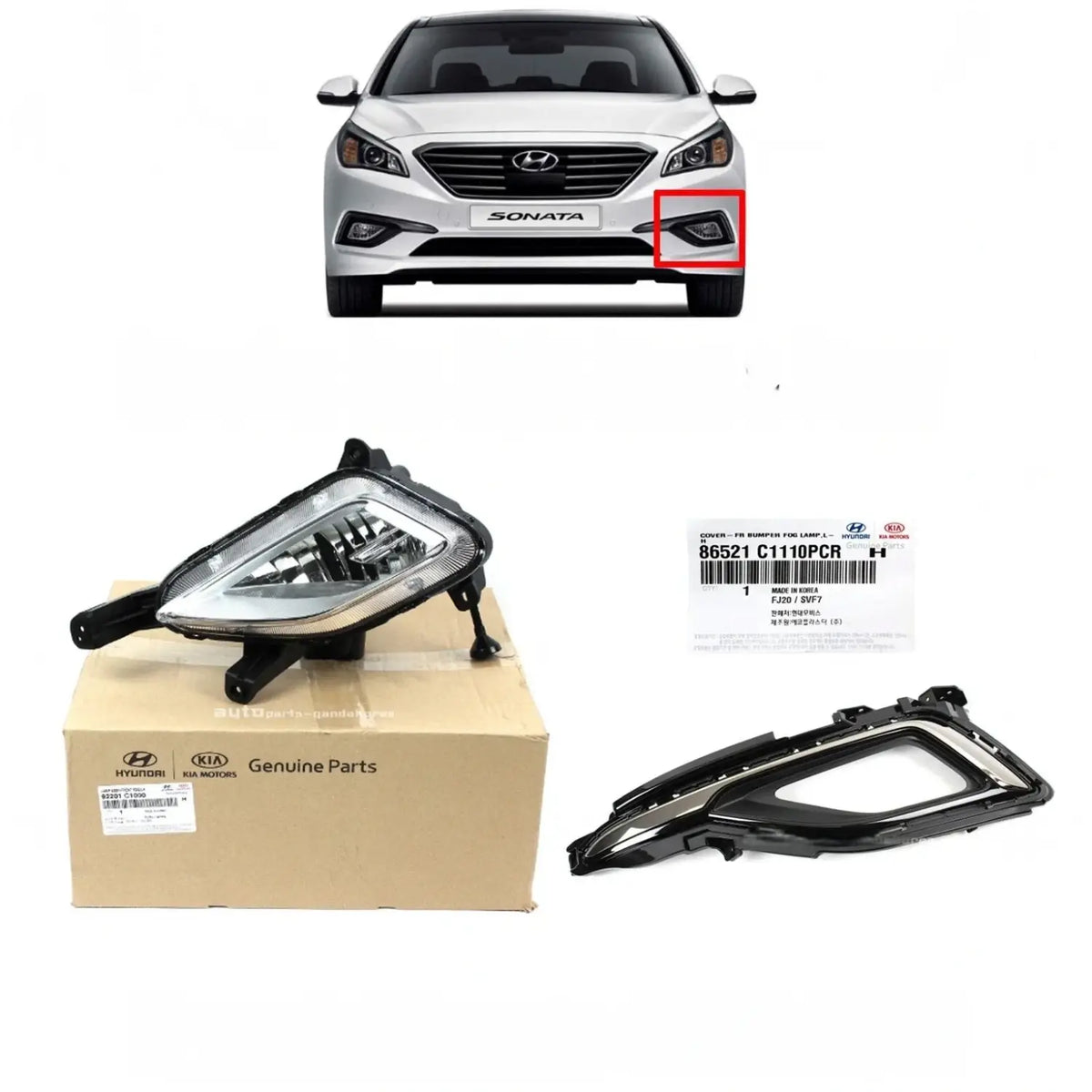 Genuine Fog Light Lamp + Cover Left LH Driver For Hyundai Sonata 2015-2017