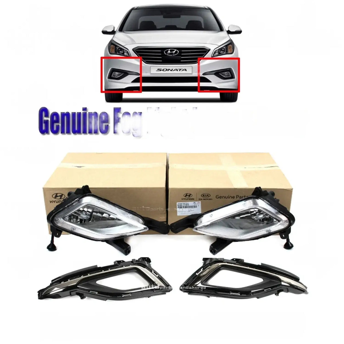 Genuine Fog Light Lamp + Cover Left Right 2EA - 1SET For Hyundai Sonata 2015-2017