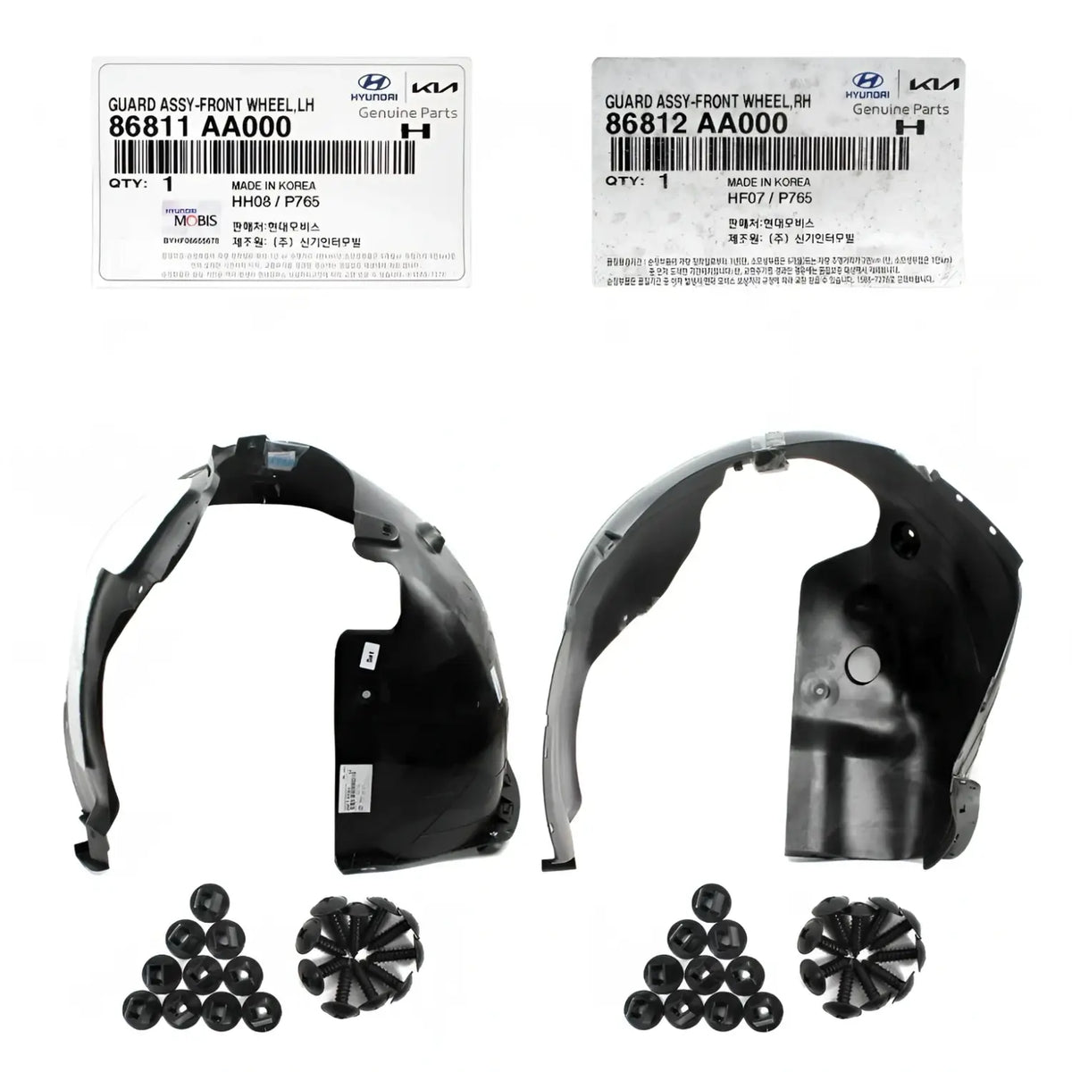 Genuine Front Fender Liner Left Right 2EA 1SET For Hyundai Elantra 2021-2023