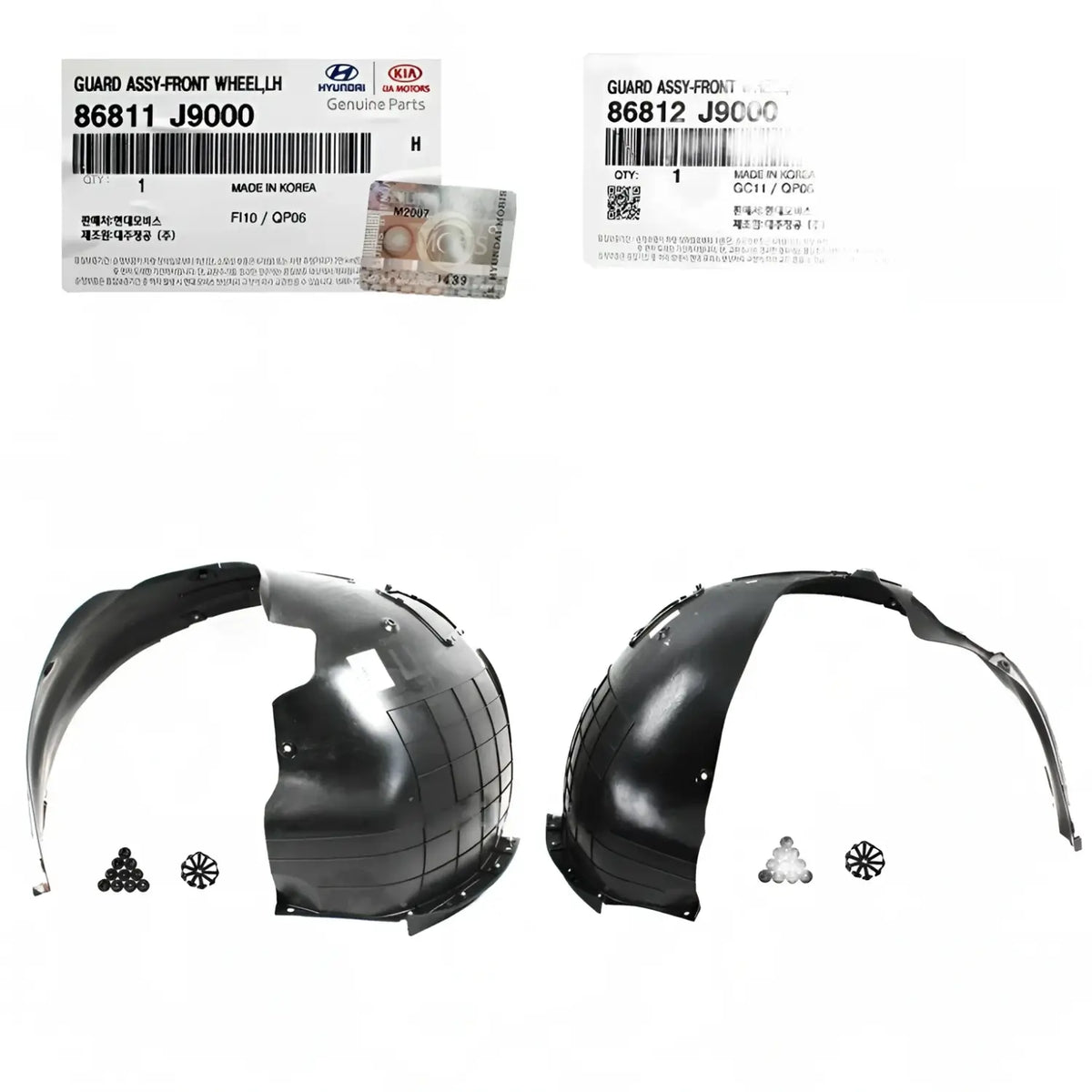 Genuine Front Fender Liner Left Right 2EA - 1SET For Hyundai Kona 2018-2021