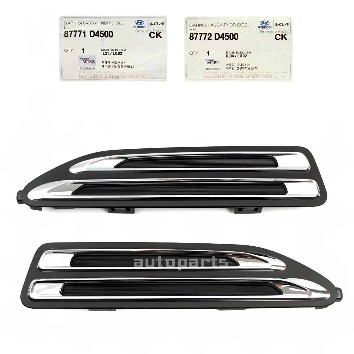 Genuine Front Fender Vent Garnish Assy Left Right 2EA For Kia Optima 2019-2020