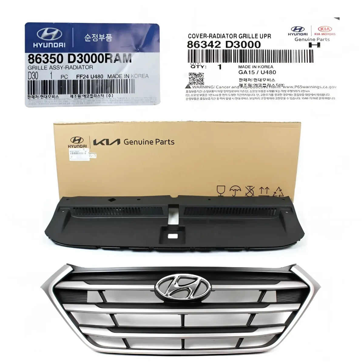 Genuine Front Upper Bumper Grille Radiator Support Cover 2EA For Tucson 2016-2018