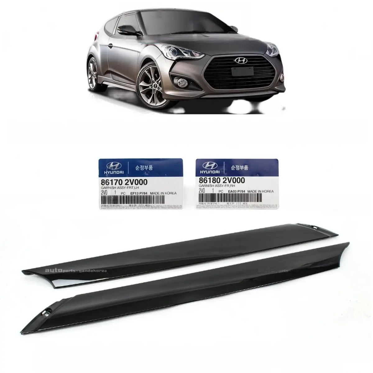 Genuine Front Windshield Garnish Molding Left Right 2EA 1SET For Veloster 11-17