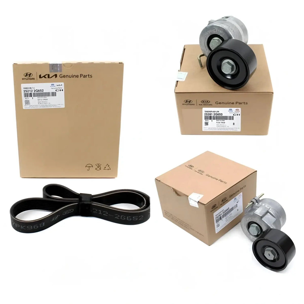 Genuine Serpentine Belt & Tensioners 3EA 1SET For Sonata Optima Hybrid 2011-2016