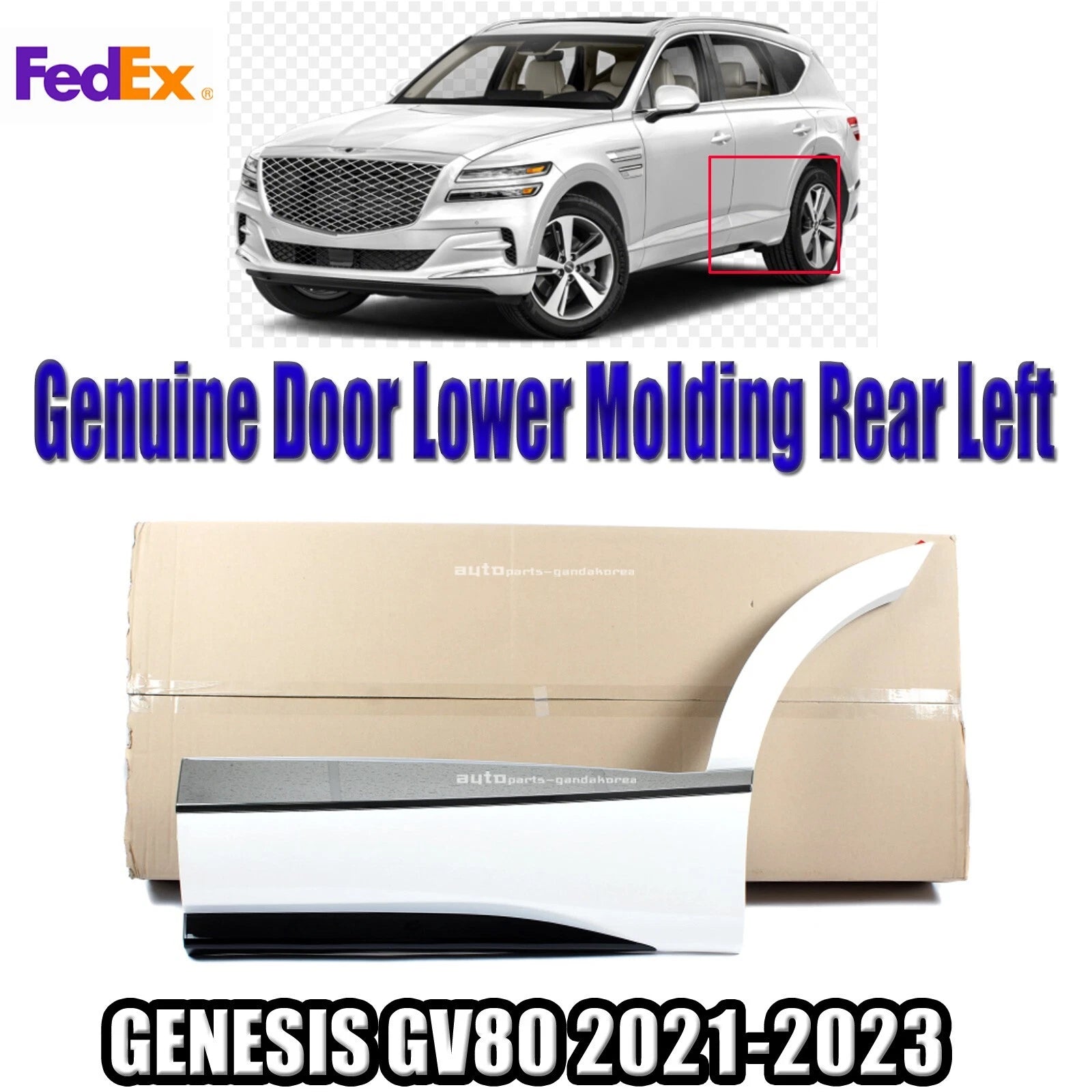 Genuine 87731T6000UYH Rear Door Lower Molding Left For GENESIS GV80 2021-2023