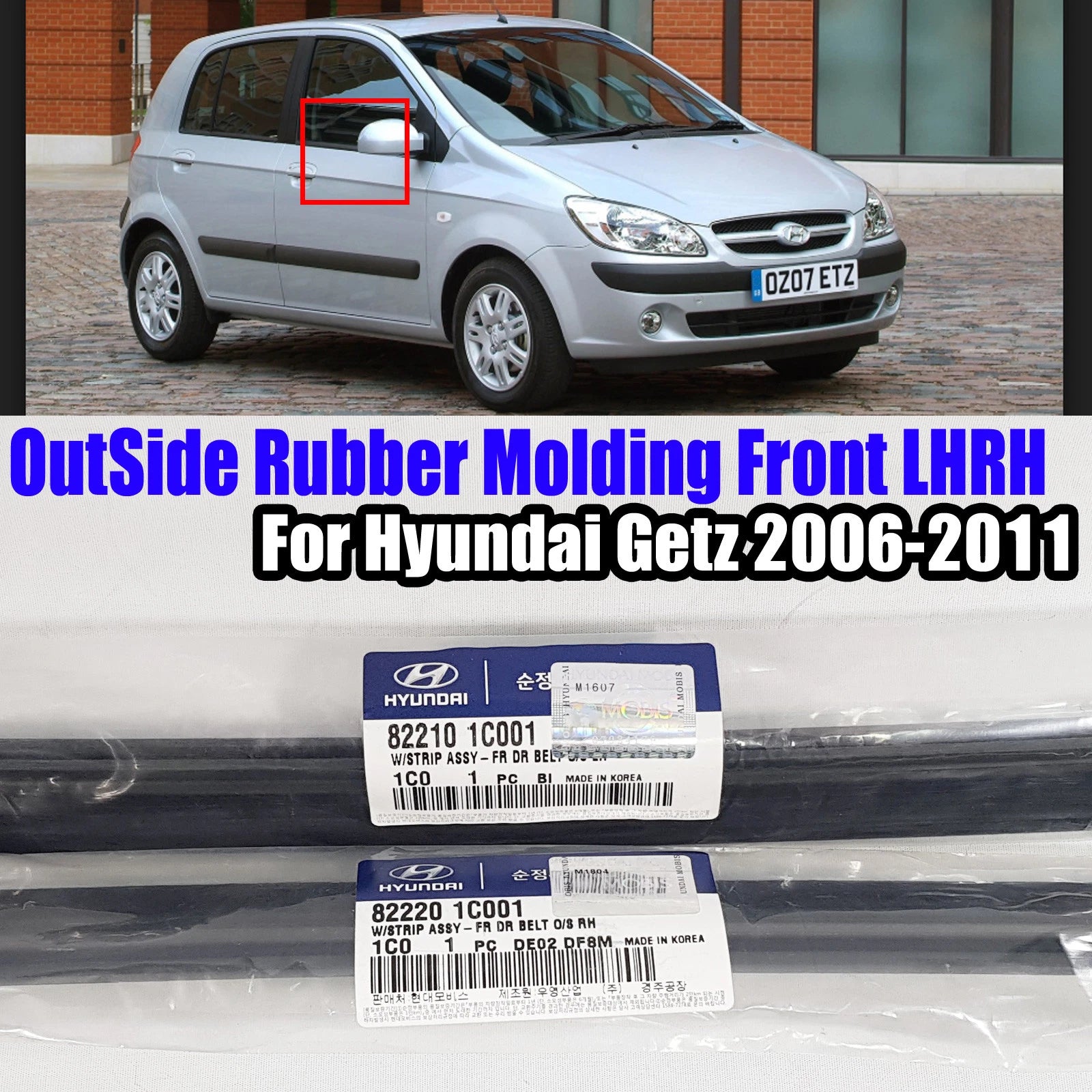 Only EMS Window OutSide Rubber Molding Front LH RH 2p For Hyundai Click 2006-2011