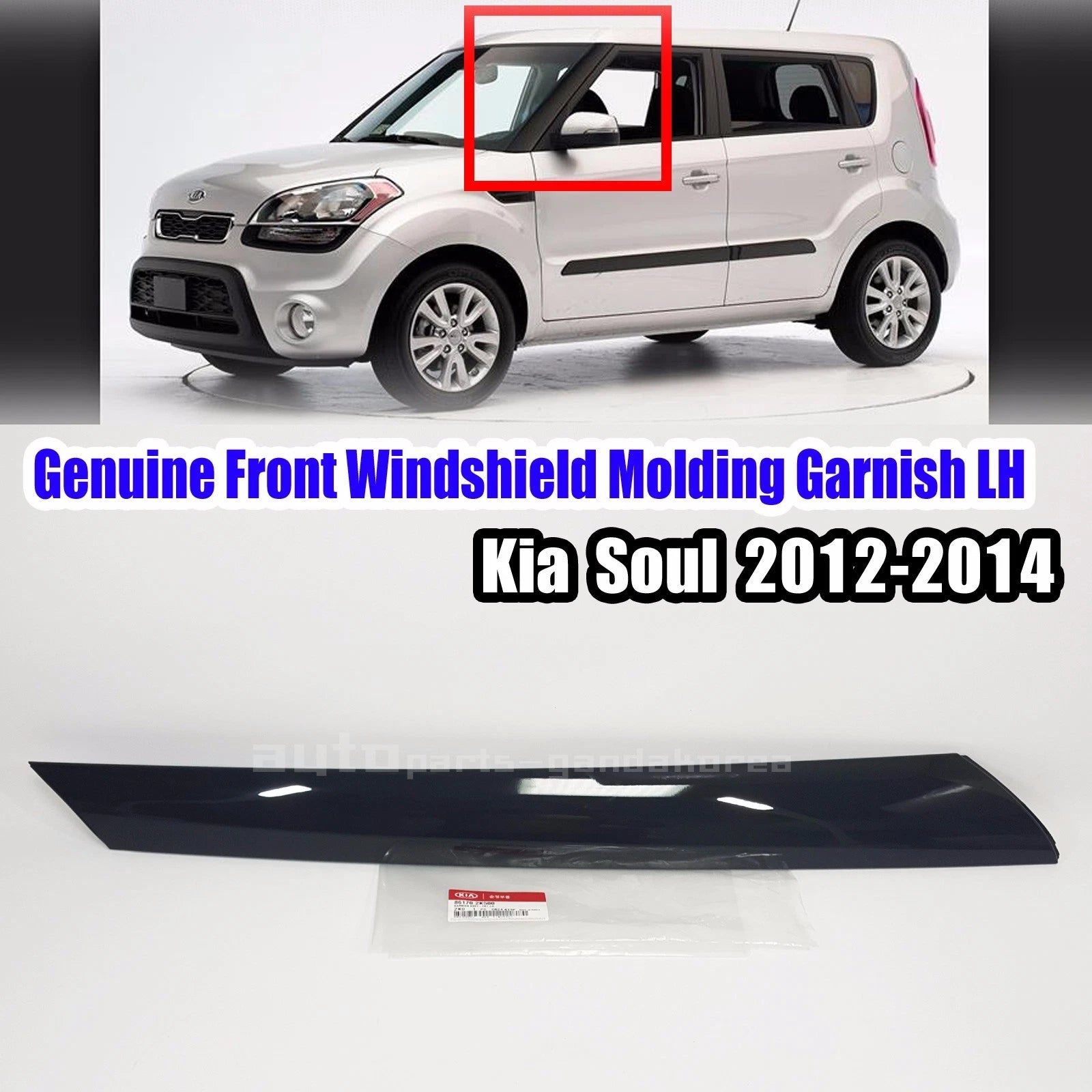861702K500 Front Windshield Pillar Molding Garnish Left For Kia Soul 2012 2013
