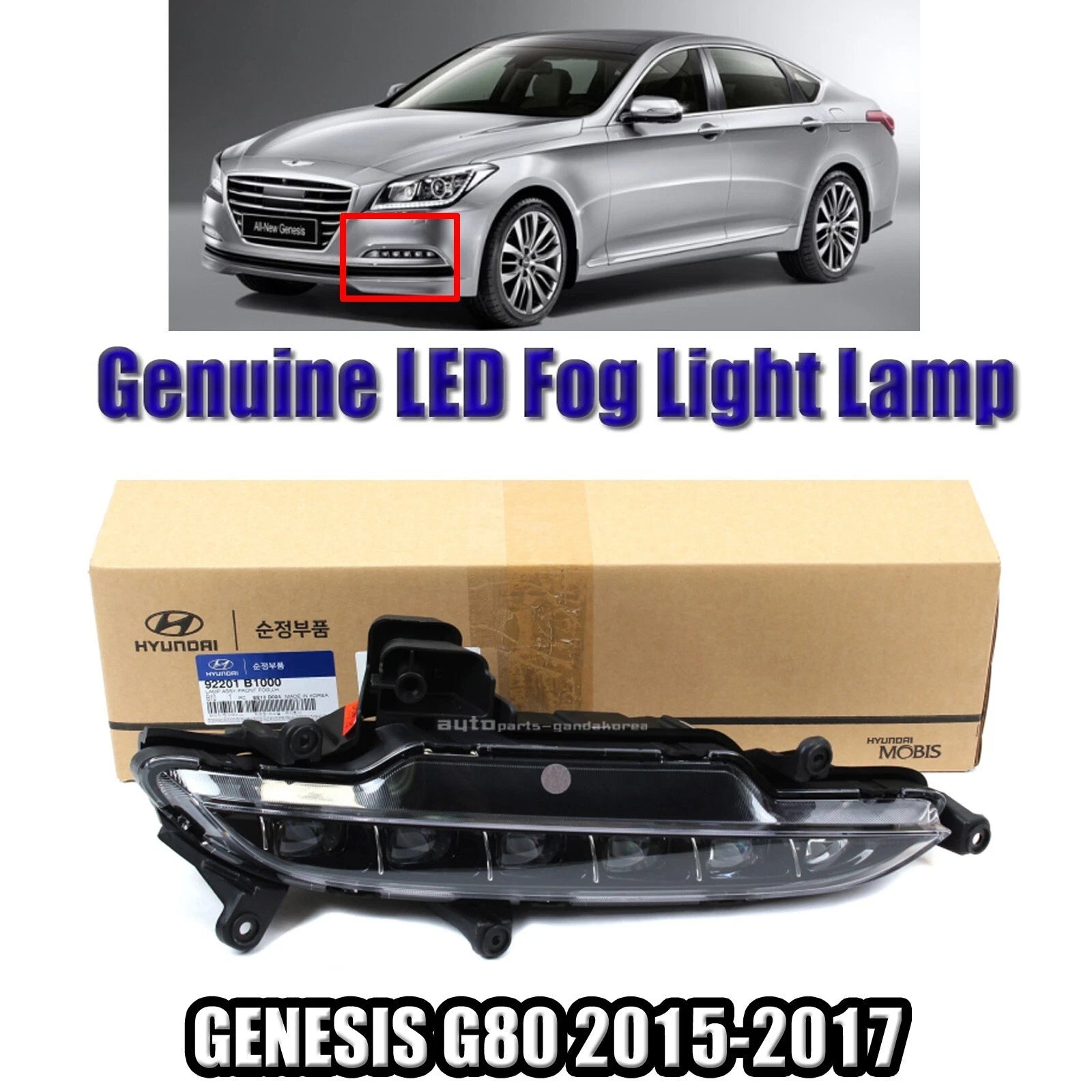 Genuine 92201B1000 LED Fog Light Lamp Left Driver For GENESIS G80 2015-2017