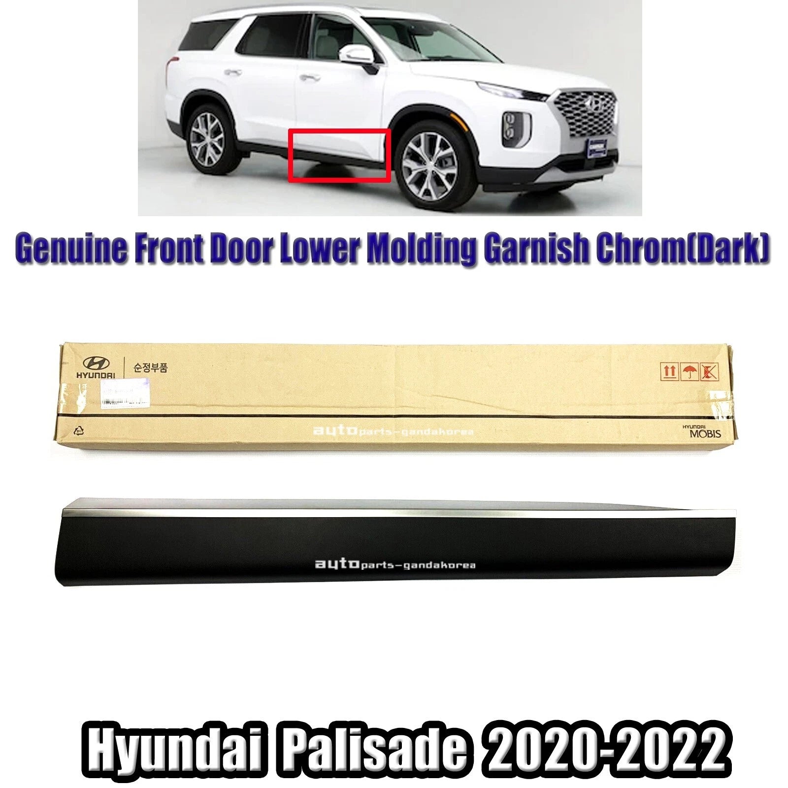 Genuine 87722S8100SCR Door Lower Molding Garnish Front Right For Palisade 20-22