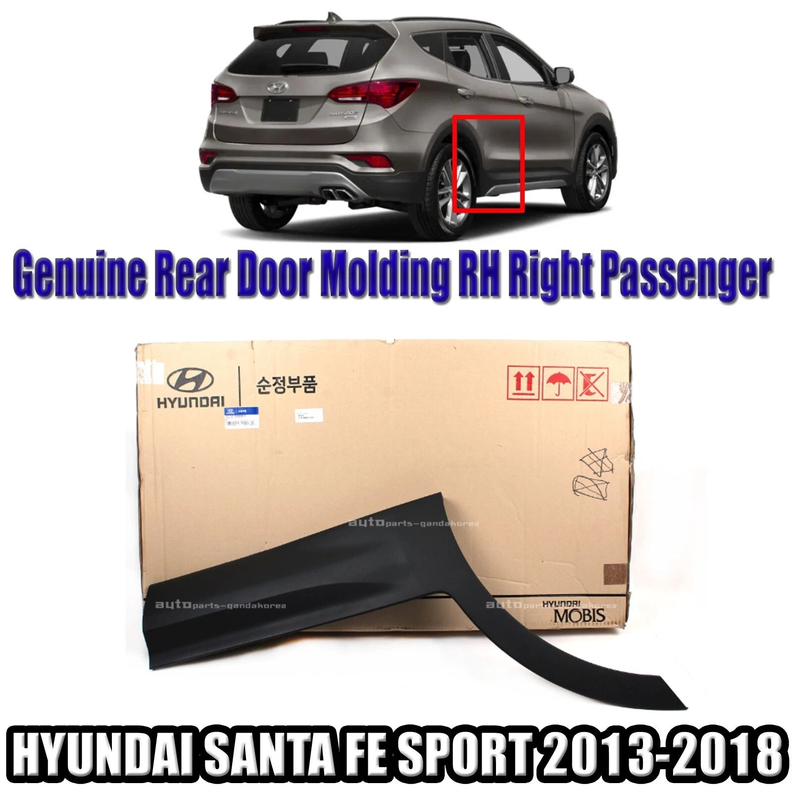 Genuine 877322W000CA Rear Door Molding Right For HYUNDAI SANTA FE SPORT 2013-2018