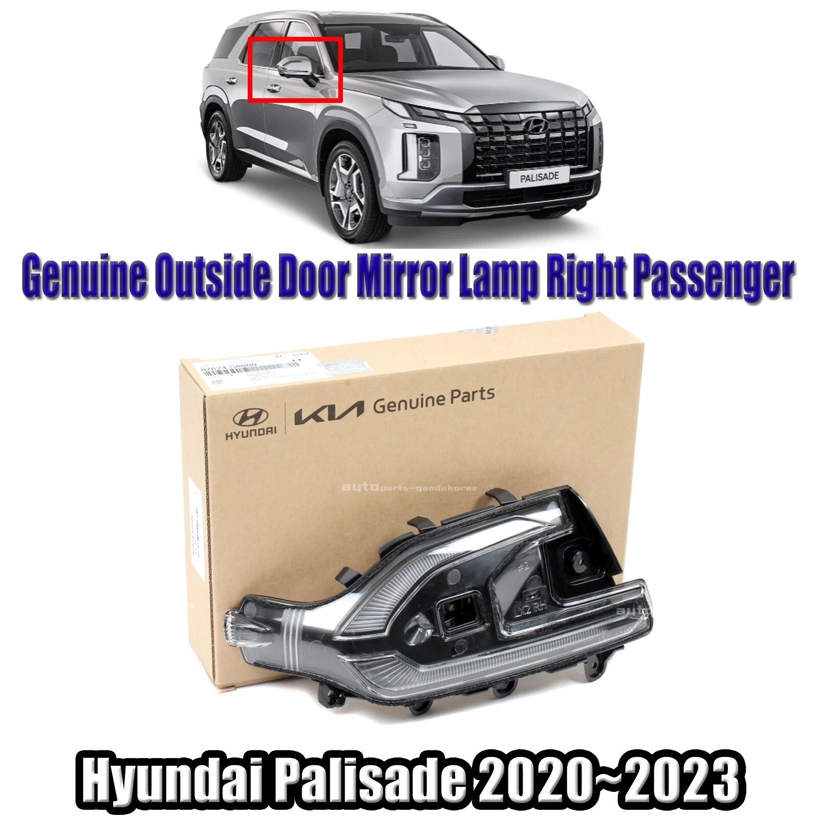 Genuine 87624S8000 Outside Door Mirror Lamp Right For Hyundai Palisade 2020-2023