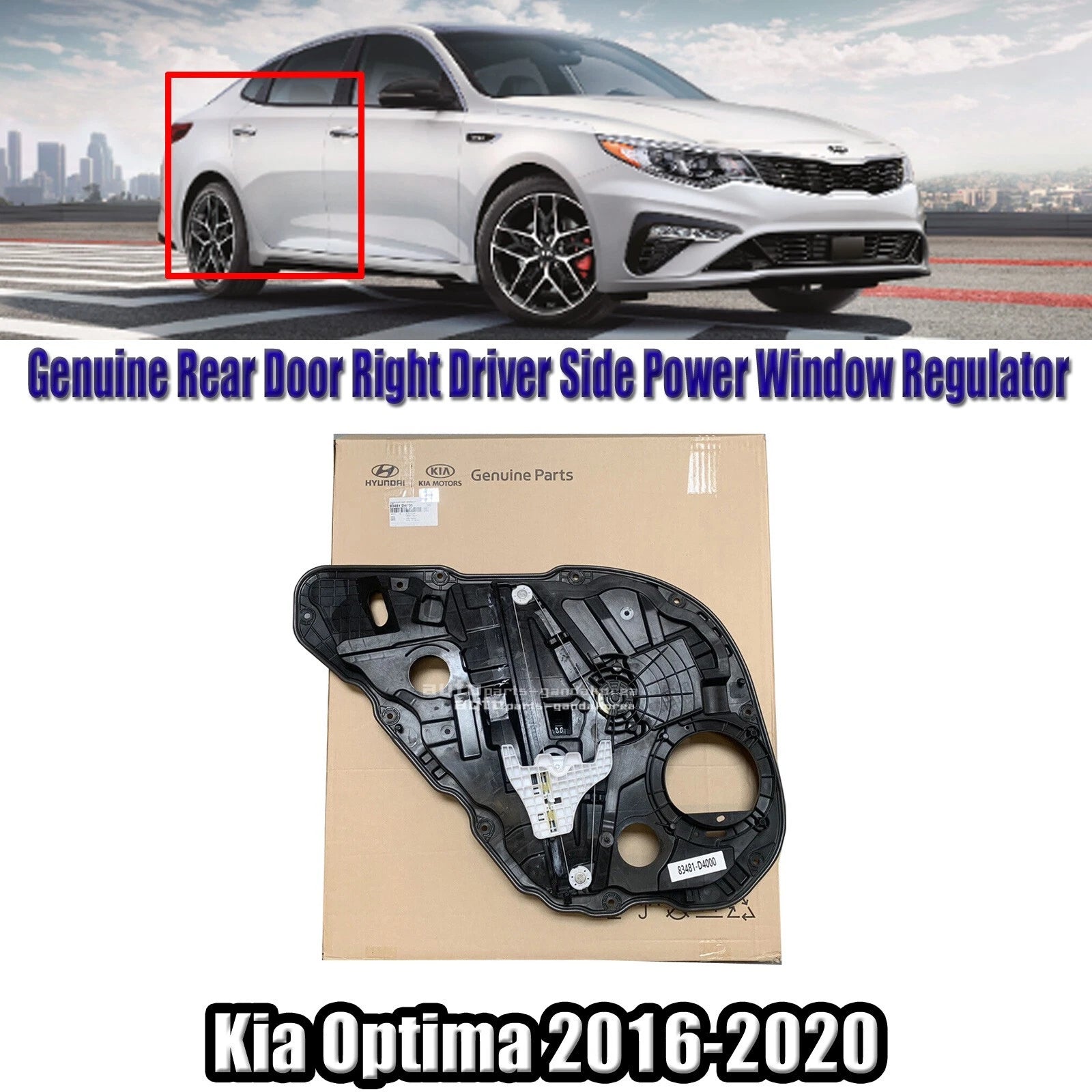 Genuine 83481D4000 Rear Door Right Power Window Regulator For Kia Optima 2016-2020