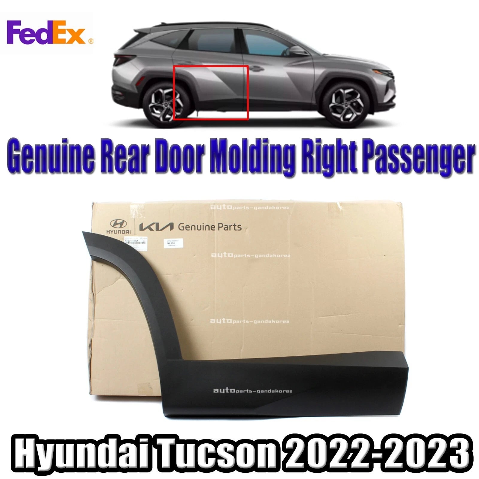Genuine 87732N9000CA Rear Door Molding Right Passenger For Hyundai Tucson 22-23