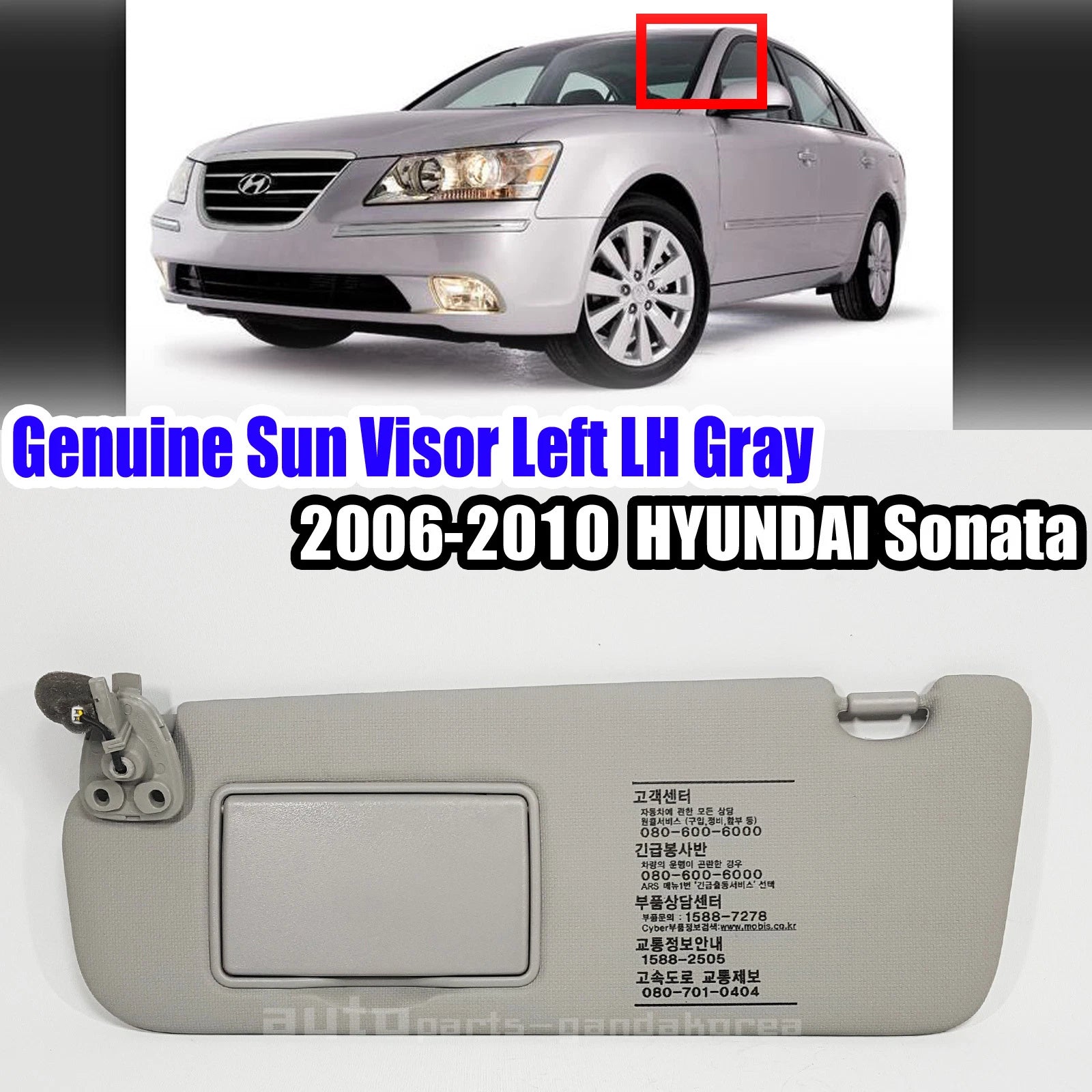 Genuine 852013K420QS Sun Visor Left LH Gray For Hyundai Sonata 2006 2010