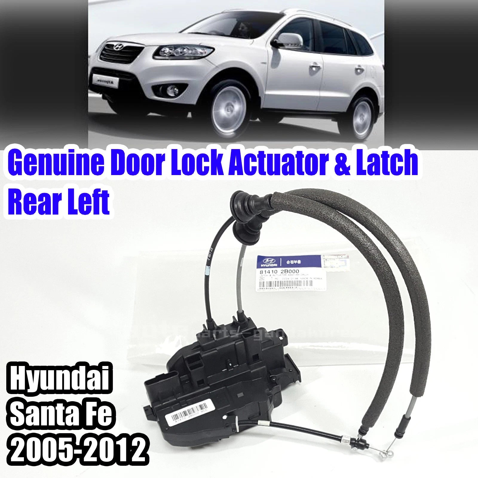 OEM 814102B000 Door Lock Actuator & Latch Rear Left Hyundai Santa Fe 06-12