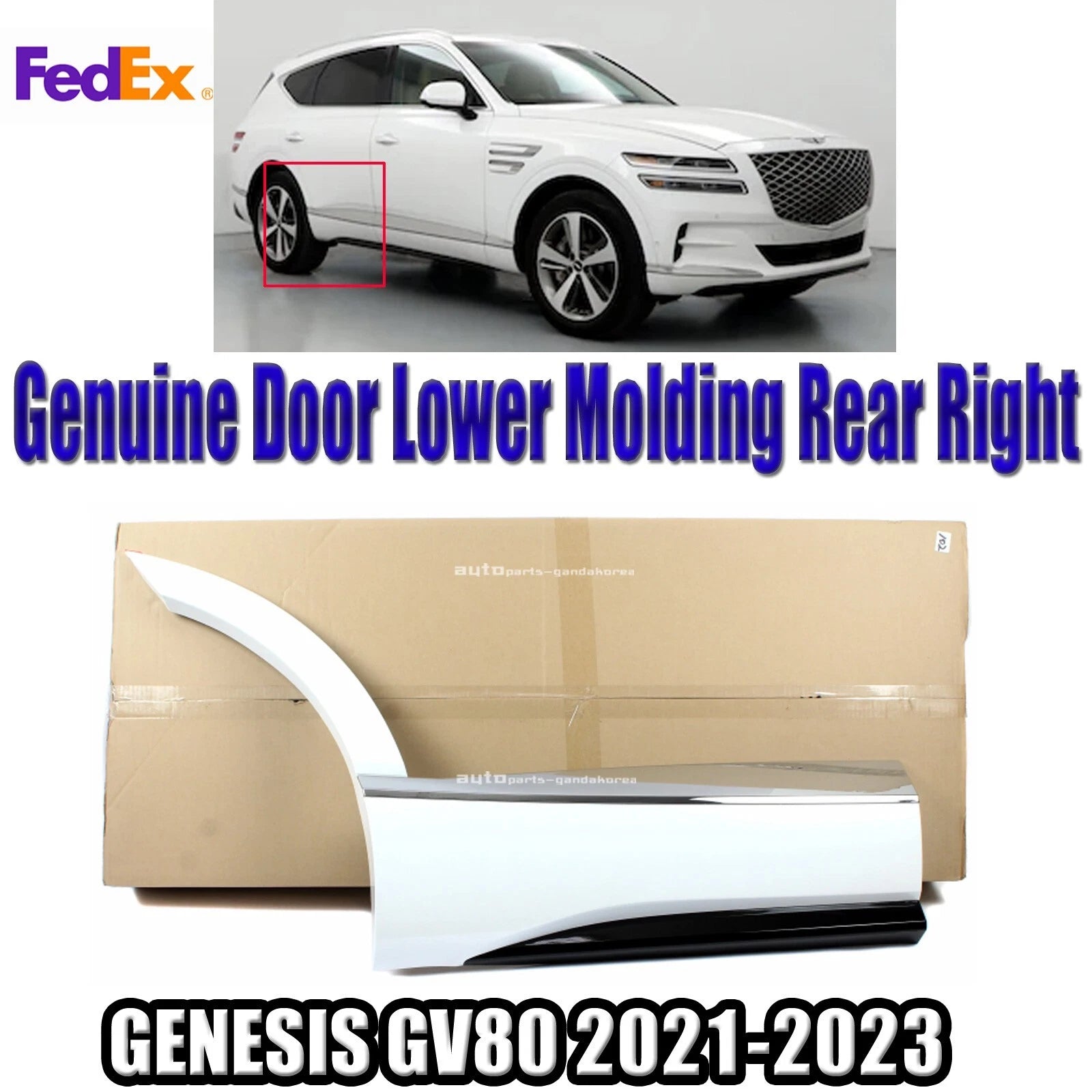 Genuine 87732T6000UYH Rear Door Lower Molding Right For GENESIS GV80 2021-2023
