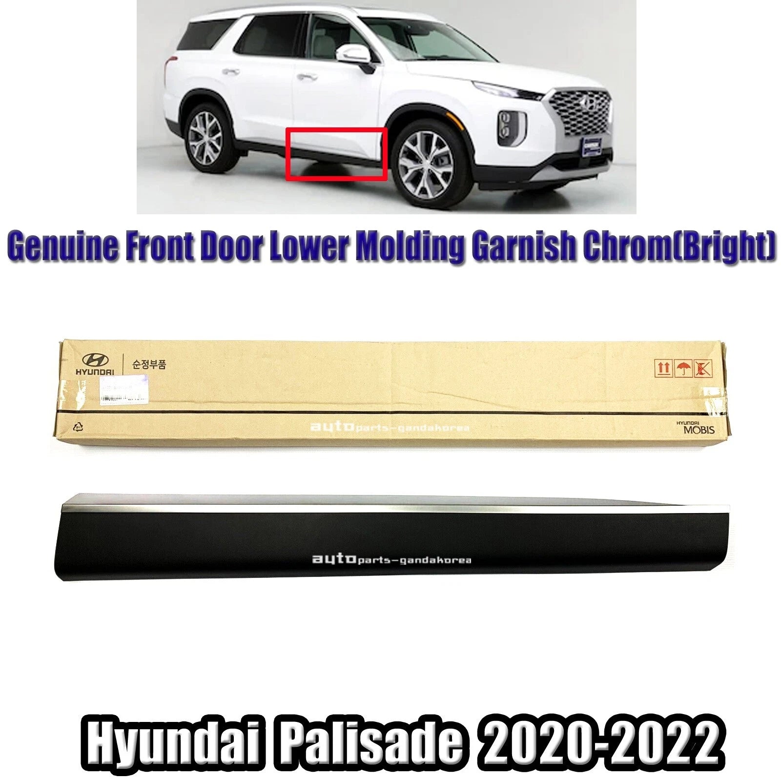 Genuine 87722S8101SCR Door Lower Molding Garnish Front Right For Palisade 20-22