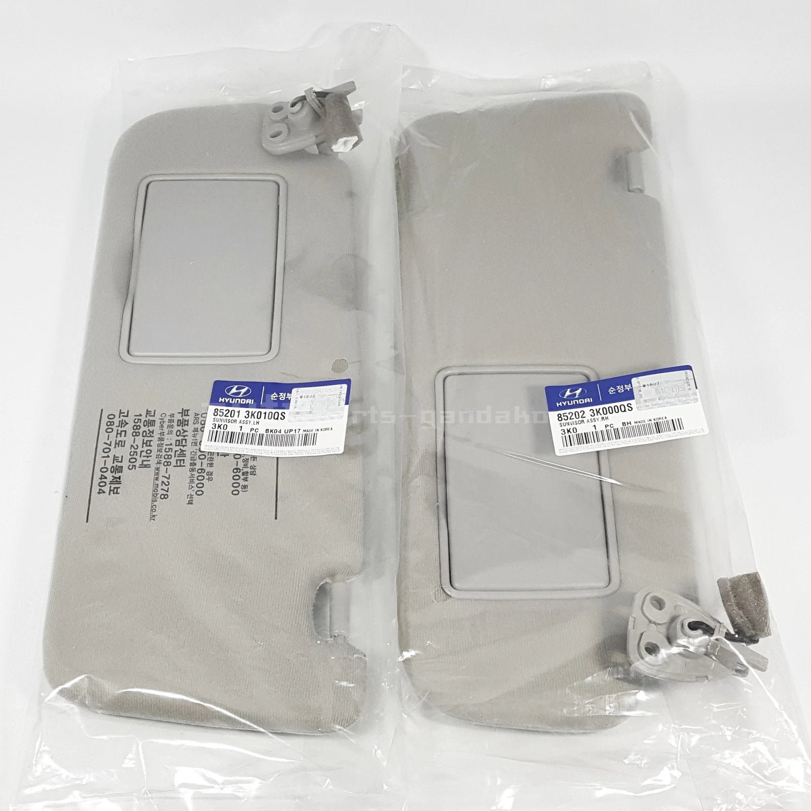 Genuine 852013K010QS 852023K000QS Sun Visor Gray Cloth LH RH=1SET Sonata 06-10
