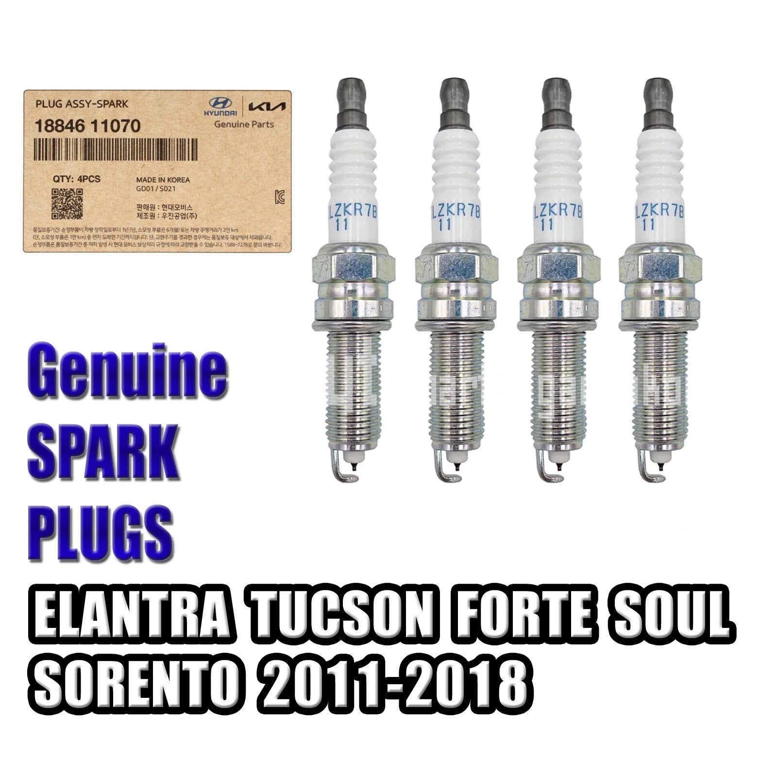 GENUINE 1884611070 SPARK PLUGS 4PCS FOR TUCSON ELANTRA FORTE SORENTO SOUL 11-18