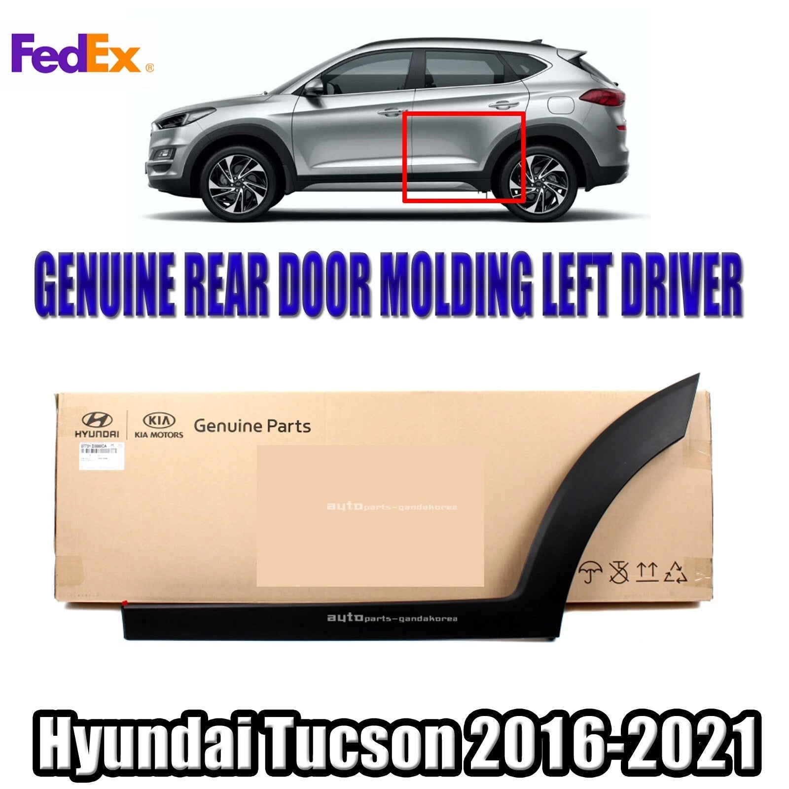 Genuine 87731D3000CA Door Molding Rear Left Driver For Hyundai Tucson 2016-2021