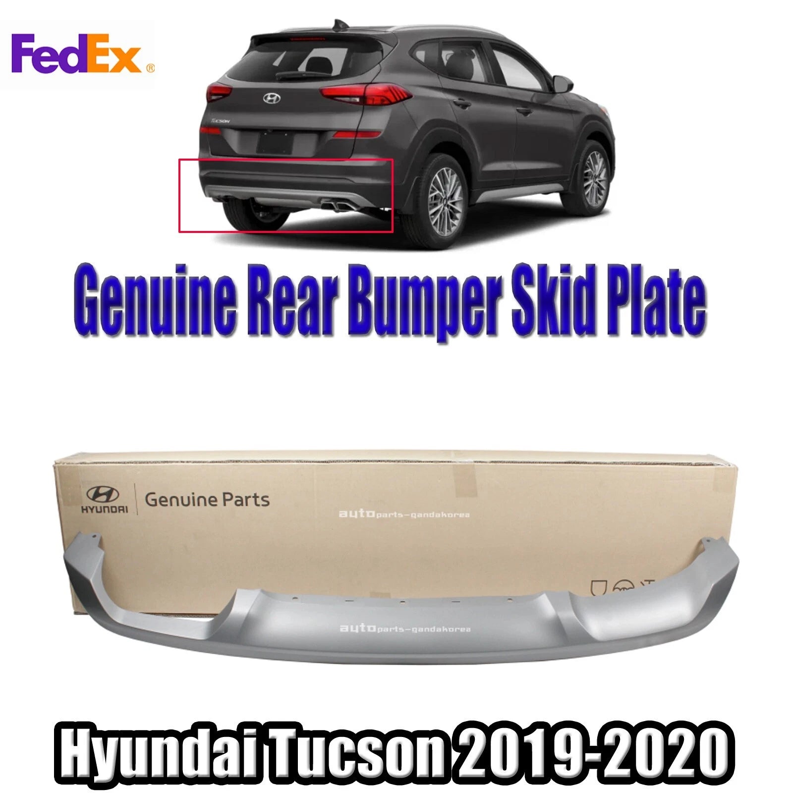 Genuine 86665D3510 Rear Bumper Skid Plate Silver For Hyundai Tucson 2019-2020