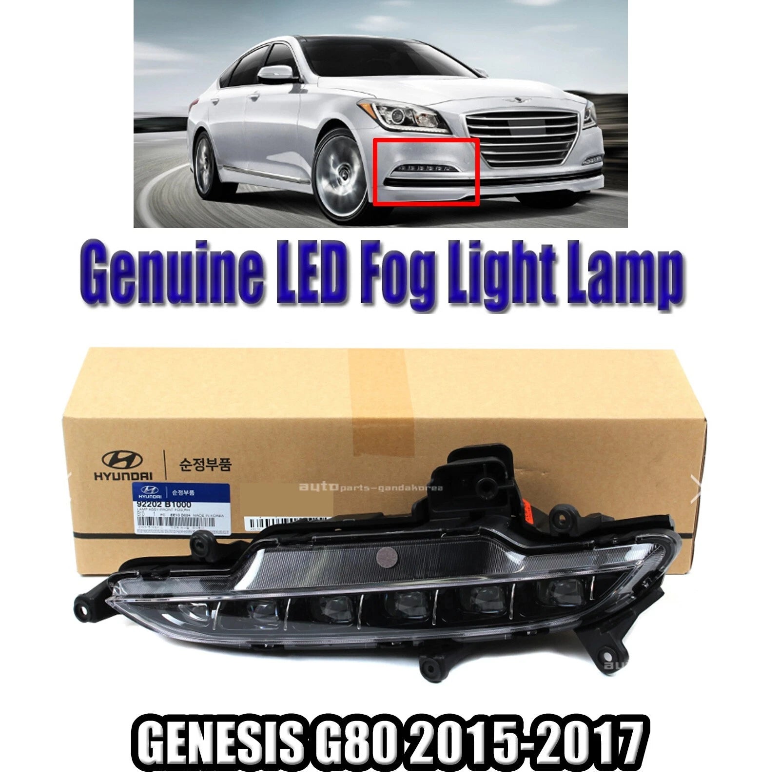Genuine 92202B1000 LED Fog Light Lamp Right Passenger For GENESIS G80 2015-2017
