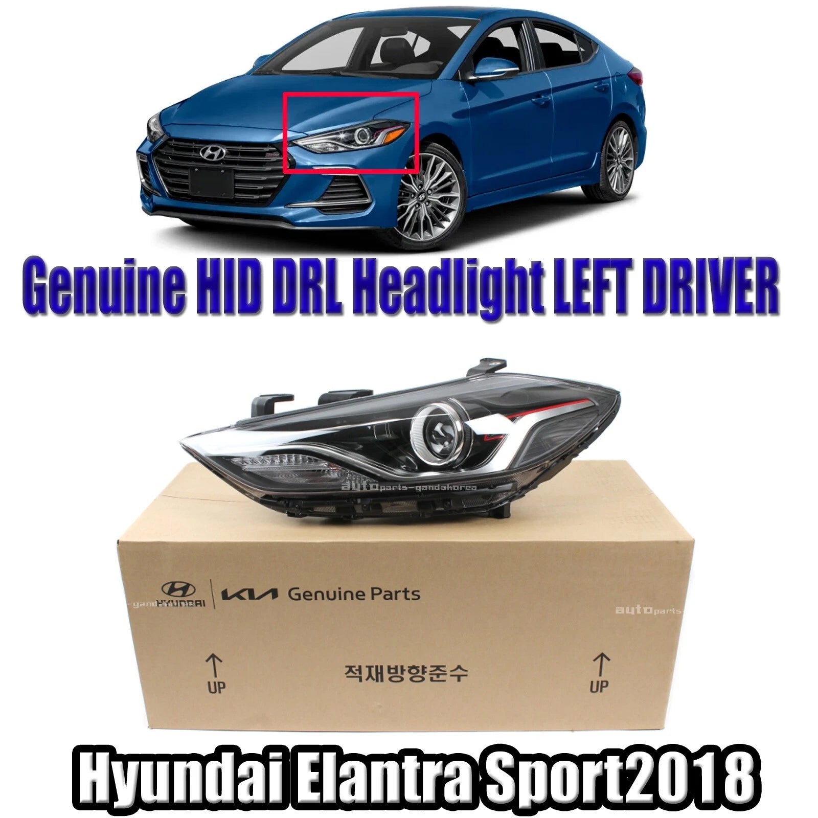 Genuine 92101F2400 HID DRL Headlight LEFT DRIVER For Hyundai Elantra Sport 2018