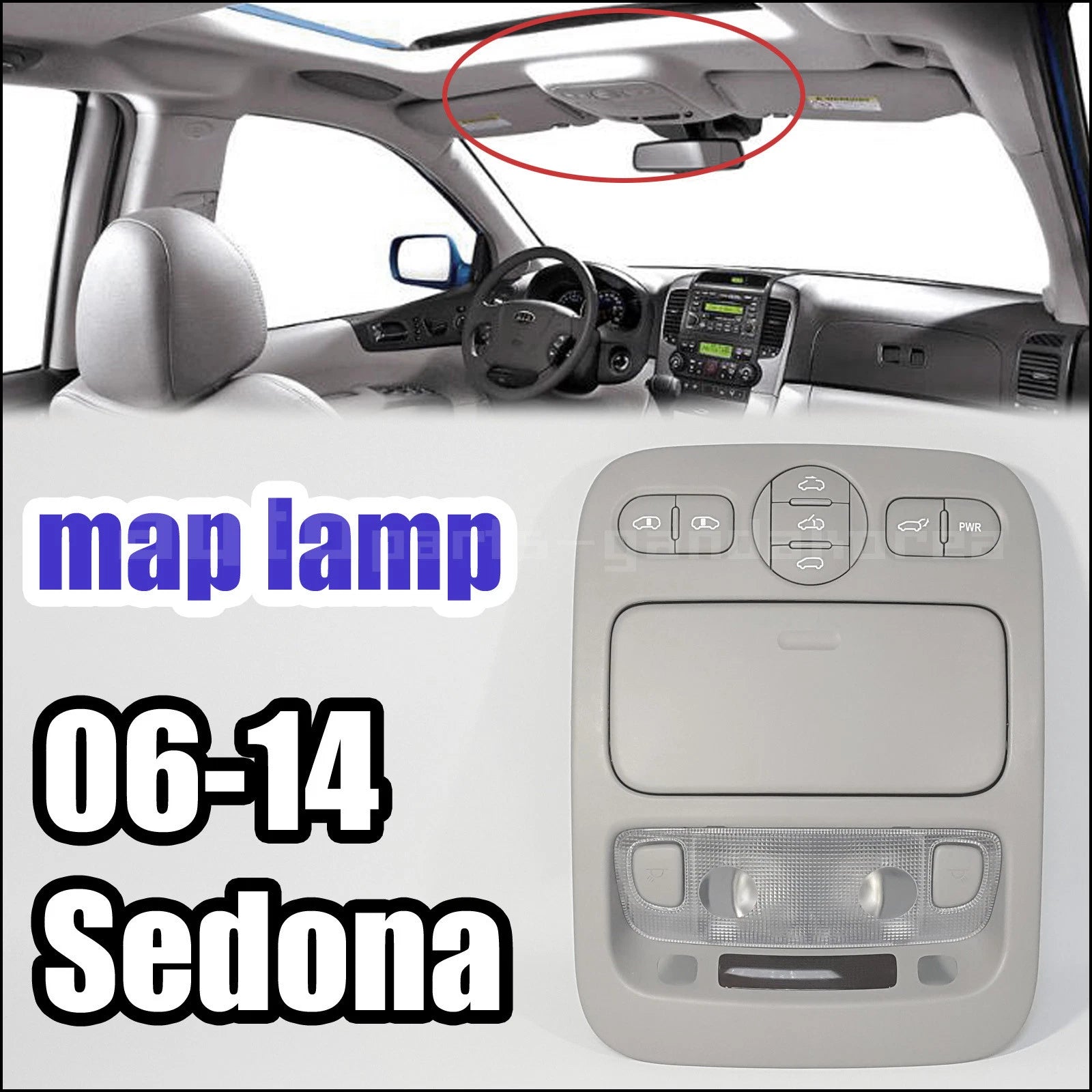 928214D100QW Over Head Console Lamp Map Sliding Doors Gray Kia Carnival 2006-2014