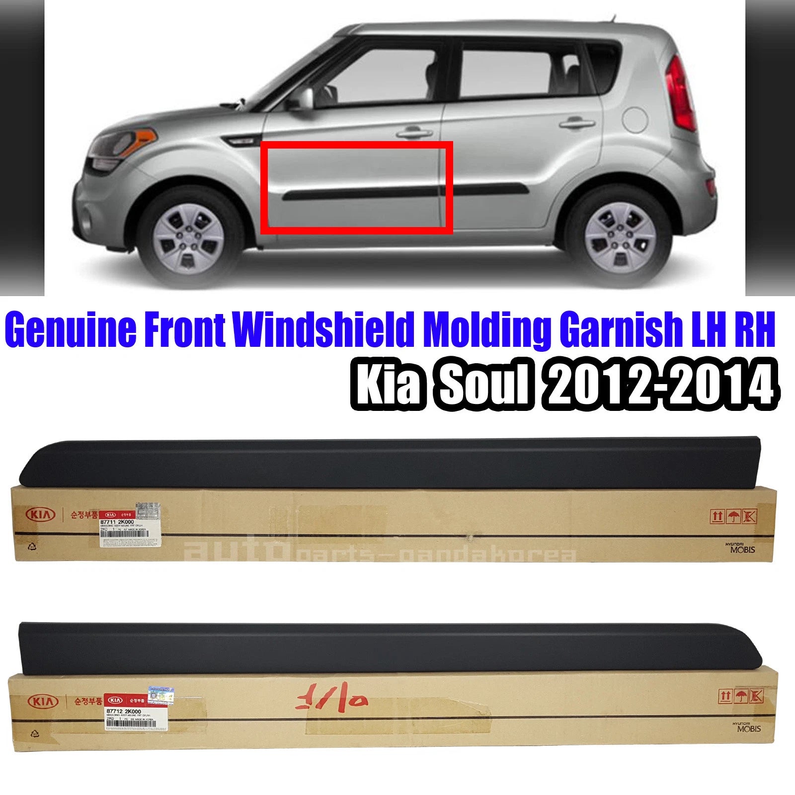 Genuine 877112K000 877122K000 Front Door Side Waist Molding LH RH Kia Soul 2009-2013