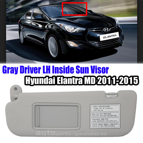 852103X000TX Sun Visor Inside Driver Left Gray For Hyundai Elantra MD 2011-2015