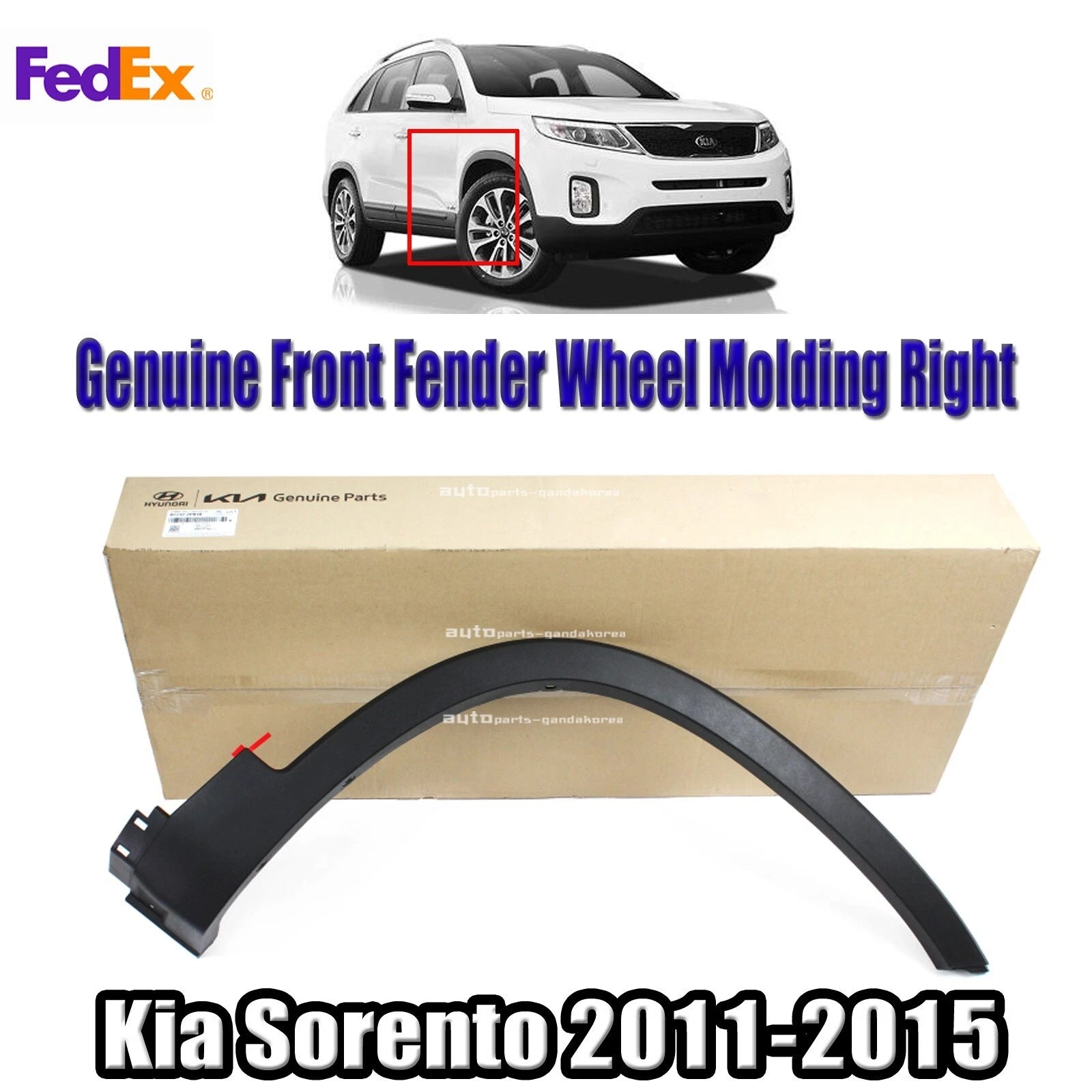 Genuine 877122P010 Front Fender Wheel Molding Right RH For Kia Sorento 2011-2015