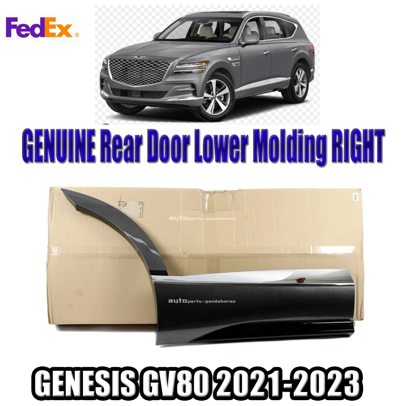 Genuine 87732T6000N5M REAR Door LOWER Molding RIGHT GRAY For Genesis GV80 21-23