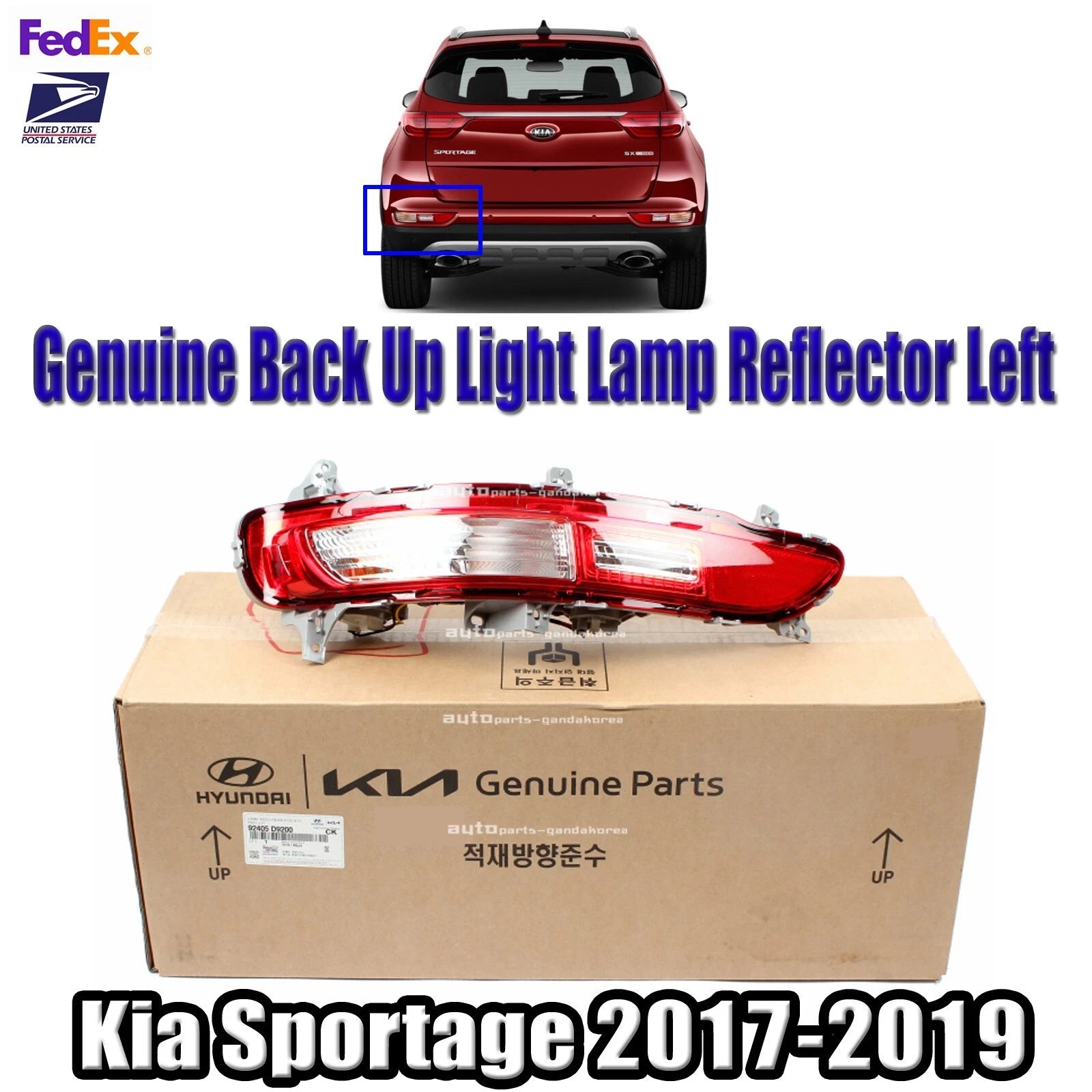 Genuine 92405D9200 Back Up Light Lamp Reflector Left LH For Kia Sportage 2017-2019