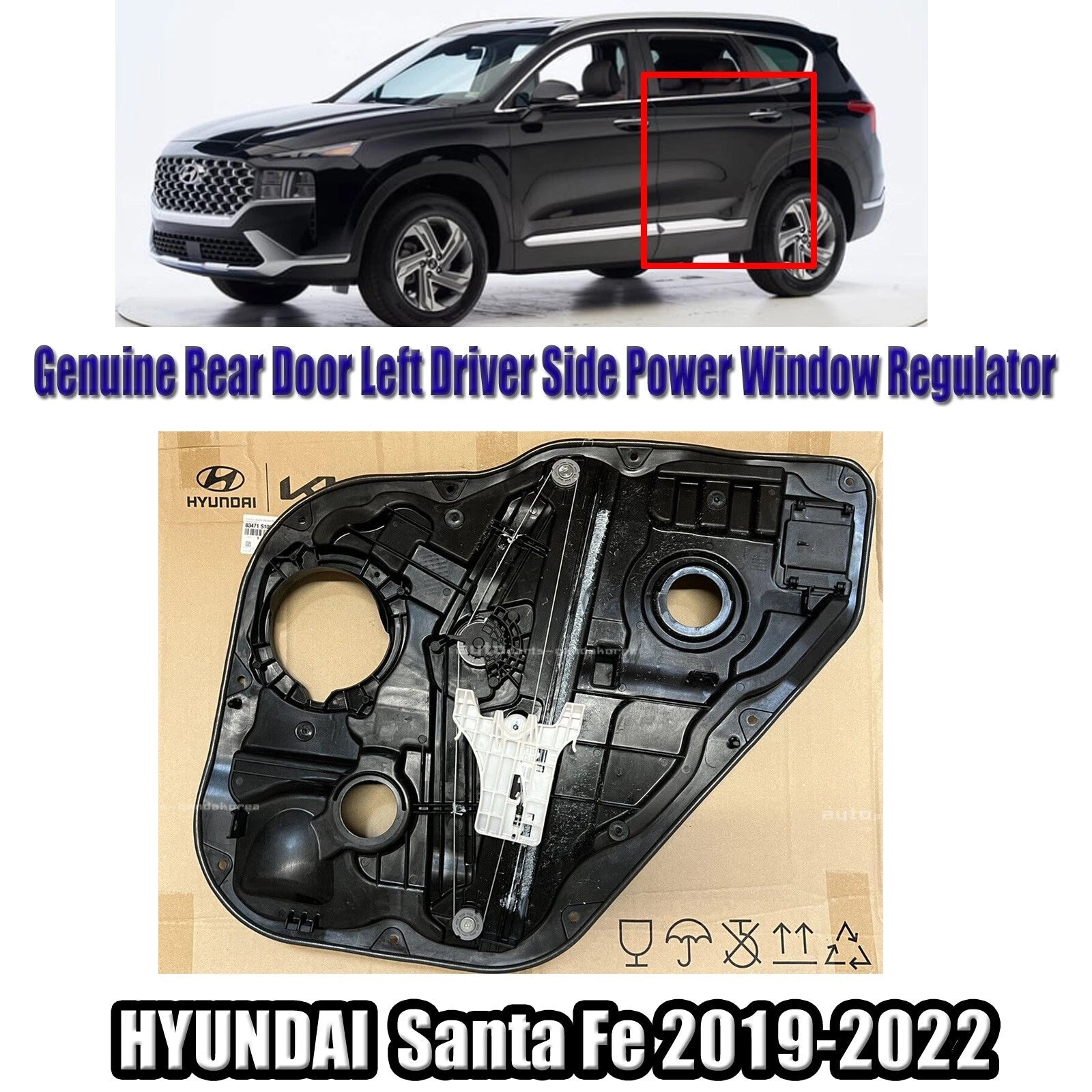 Genuine 83471S1000 Rear Door Left Power Window Regulator For Santa Fe 2019-2022